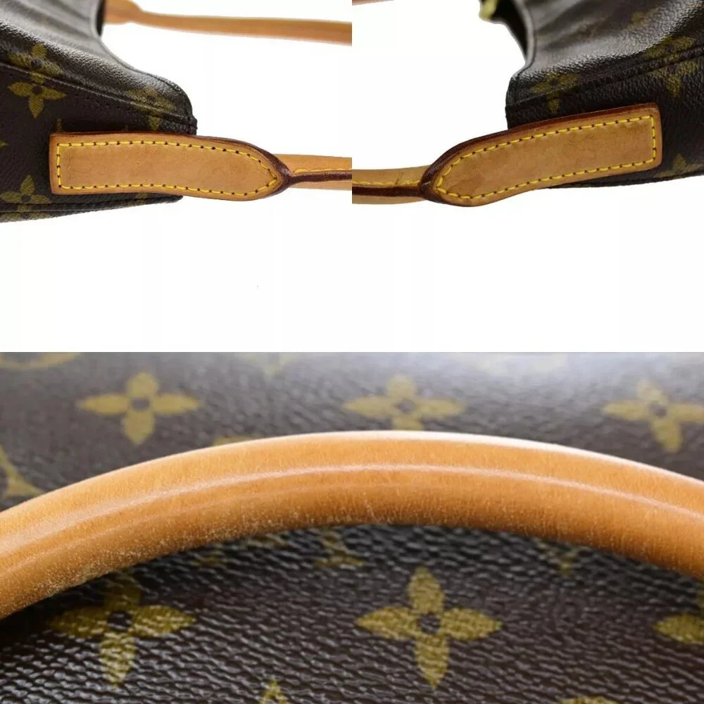 LOUIS VUITTON Logo Looping GM Shoulder Bag Monogram Leather Brown
